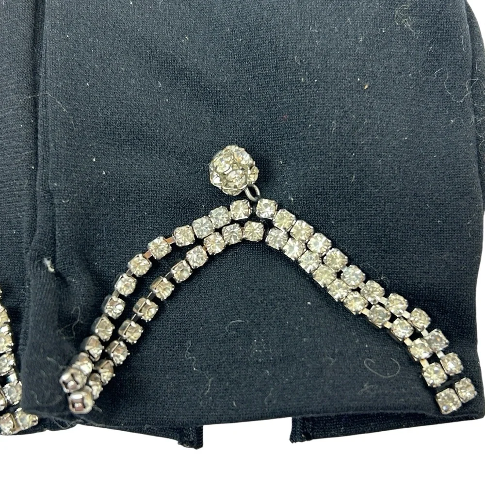 VTG Weinberger Germany Black Nylon Short Gloves Rhinestone Embellished
